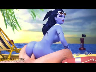 widowmaker - riding on the beach; vaginal fucked; 3d sex porno hentai; [overwatch]